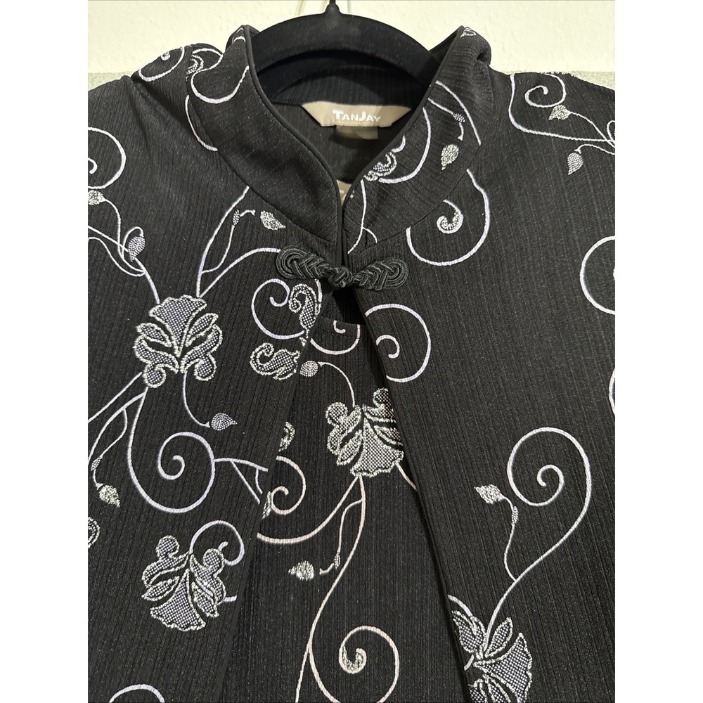 Vtg Y2k Set 2 Pc XL Black Silver Purple Glam Tank Jacket Glitter Semi Sheer